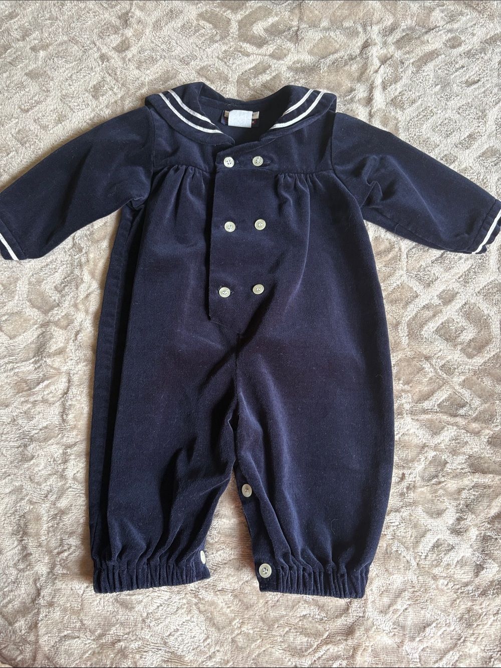 Vintage Neiman Marcus Rici Navy and White Sailor Romper